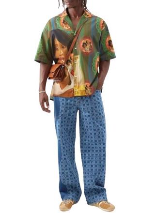 Ahluwalia Studio Priya Organic-Cotton Wide-Leg Jeans Size L