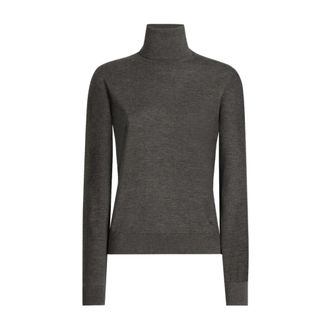 Dolce & Gabbana Cashmere Turtleneck Pullover - Dames - Cashmere truien - Grijs - M - Leer - Truien & Vesten