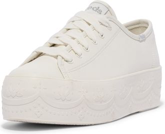 Keds Womens Triple Up Leather Sneaker, White Lace Foxing, 7.5 UK