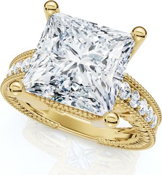 Pompeii3 Certified 4 1/5Ct Princess Cut Diamond Engagement Ring 14k Gold or Pt Lab Grown
