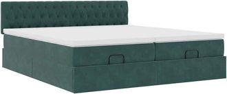 vidaXL Vidaxl - Estructura De Cama Otomana Colchones Terciopelo Verde Oscuro