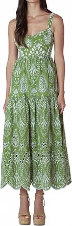 Dex Clothing Embroidered Maxi Dress In Green
