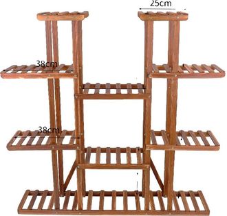 OEM Soporte Para Plantas, Dise&ntilde;o De Varios Niveles, Madera De Pino Duradera, Color Marr&oacute;n