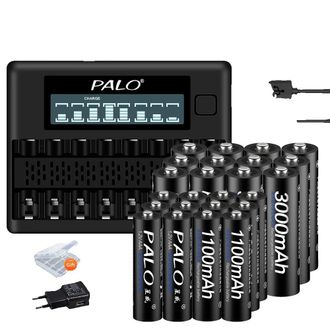 OEM Bater&iacute;as Recargables, Capacidad De 3000 Mah, Cargador Incluido, 12 Pilas Aa/aaa, 1 Cargador