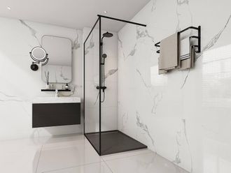 Vente-Unique Resin Free-Standing Or Flush Shower Tray - Black- 120 X 80 Cm - LYROSA in Black | Size: 1200mm x 800mm