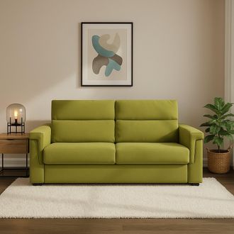 Dmora Sof&aacute; Cama 2 Plazas Tenna, Desenfundable, Con Almacenaje Made In Italy, Apertura Abatible, 185x95 Cm Verde