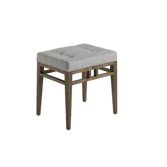 Angel Cerd&aacute; Tufted Grey Fabric Stool with Walnut Legs