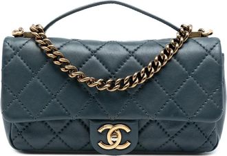 Chanel 2014-2015 CC Quilted Calfskin Top Handle Bag satchel - Blu