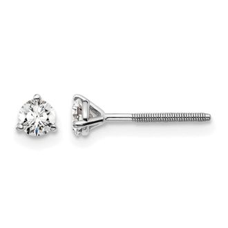 Diamond2Deal 14k White Gold 1/3 ct Round Lab Grown Diamond Stud Earrings Screw Back VS Clarity, D-E Color