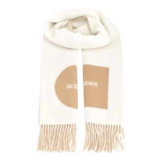 Jacquemus Rond Carr&eacute; Sjaal - Heren - Accessoires - Beige - Maat: ONE Size Wol