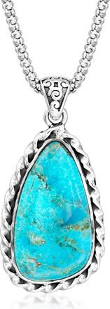 Ross-Simons Teardrop Turquoise Pendant Necklace in Sterling Silver
