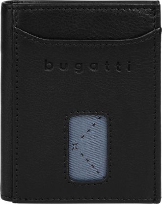 Bugatti Geldb&ouml;rse BUGATTI SECURE SLIM, Herren, schwarz, Leder, leicht gl&auml;nzend, unifarben, Kleinlederwaren Geldb&ouml;rse, echt Leder