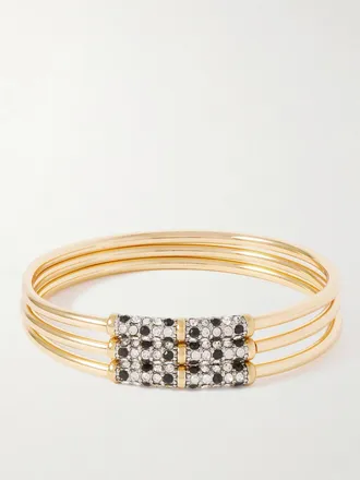 Maison Mayle Set Di Tre Bracciali Con Finitura Oro 18 Carati E Cristalli T.e.r