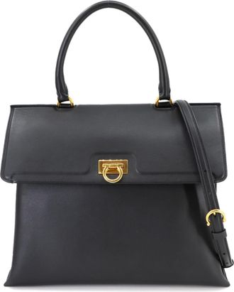 Ferragamo Gancini Leather Handbag Shoulder Bag (Pre-Owned)