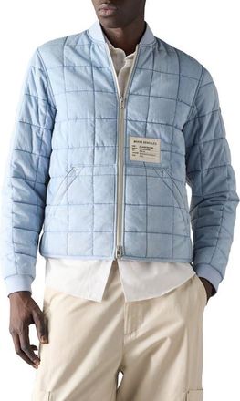 Moose Knuckles Transit Down Denim Liner Bomber Jacket in Light Denim at Nordstrom, Size X-Large