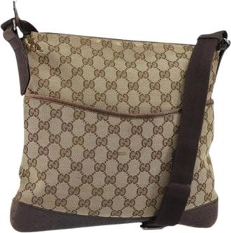 Gucci Pre-owned Cross Body Bags, female, Beige, Size: ONE SIZE Pre-owned Canvas Cross Body Bag