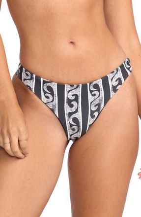 Billabong Wave Watcher Tanga Bikini Bottoms in Black White at Nordstrom Rack, Size Large
