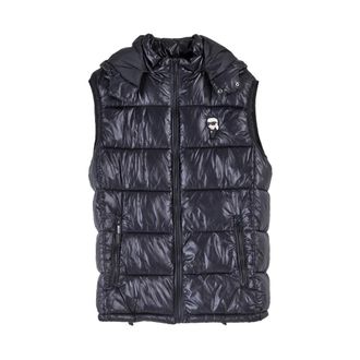 Karl Lagerfeld Vests, male, Black, Size: XL Piumino Leggero Smanicato Karl