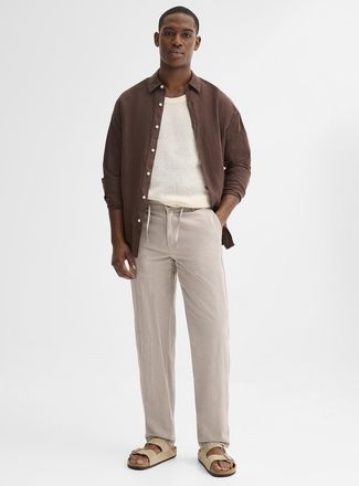 Lindbergh Mens Linen-cotton adjustable-waist pant Relaxed fit