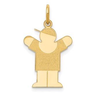 Diamond2Deal 14k Gold The Kids Small Boy with Hat Engravable Love Charm Pendant