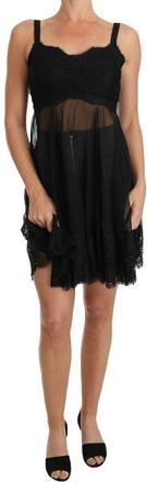 Dolce & Gabbana Black Silk Lace Dress Chemise Womens Lingerie