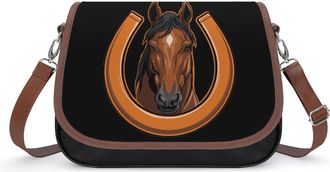 Generic Horse And Horseshoes Small Womens Crossbody Bags Shoulder Handbag with Adjustable Strap for Travel