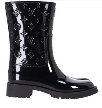 Louis Vuitton Black Drop Flat Boots Size 35