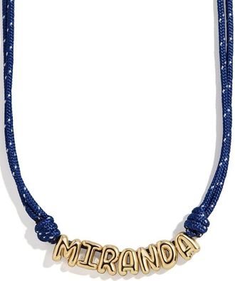 BaubleBar Bubble Letter Custom Paracord Necklace in Drk Blue at Nordstrom