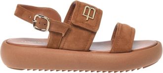 Baldinini Suede Flat Sandal - Dames - Sandalen - Bruin - 41 EU - Su&egrave;de - Schoenen