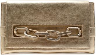 Serena Uziyel Metallic Gold Envelope Chain Detail Clutch