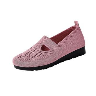Generic Ladies Slip On Shoes Breathable Mesh Walking Shoe Solid Color Breathable Lightweight Comfortable Classic Casual Shoes Running Gym Pink