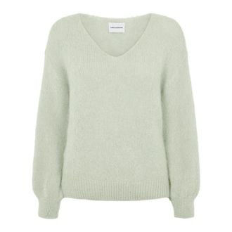 Americandreams Milana LS Alpaca Pullover - Dames - V-hals truien - Groen - S - Wol - Truien & Vesten