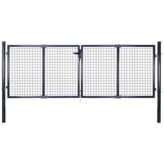 vidaXL Vidaxl - Cancello per Giardino Rete in Acciaio Zincato 289x100 cm Grigio