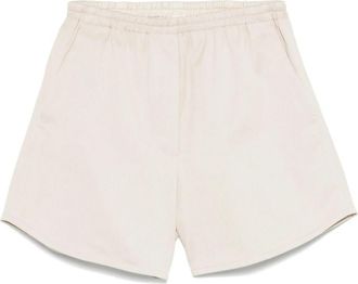 Forte_Forte Mercerized Cotton Twill Shorts - Dames - Bermuda - Beige - M - Katoen - Korte Broeken