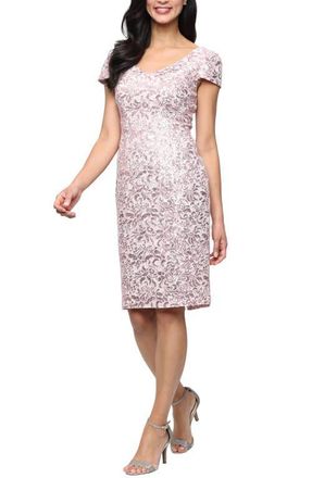 Alex Evenings Corded Lace Sheath Cocktail Dress in Blush at Nordstrom, Size 12