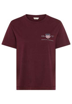 GANT T-Shirt GANT REG ARCHIVE SHIELD SS T-SHIRT, Damen, Gr. XXL, plum wine, Single Jersey, Obermaterial: 100% Baumwolle, regular fit, Rundhals, Shirts T-Sh