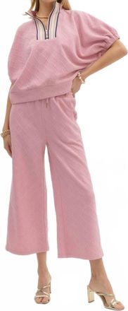 Entro Dolman Sleeve Textured Pullover In Pink