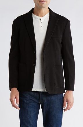 Lucky Brand Notch Lapel Ribbed Knit Sport Coat in Black at Nordstrom Rack, Size 38Regular