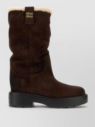 Miu Miu suede boots chunky sole pull tab