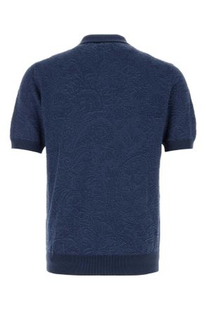 Etro Mens Blue Cotton Polo Shirt B0065 Cotone