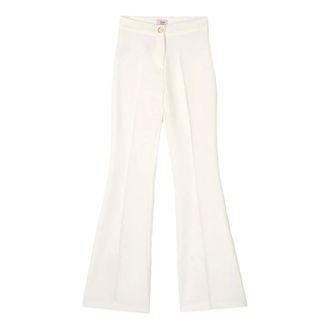 Oltre Broeken, Dames, Wit, 2Xl, Polyester, Flare Broek met Hoge Taille