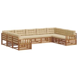 vidaXL Set Di Divani Da Esterno 9 Pz Naturale E Beige Vidaxl