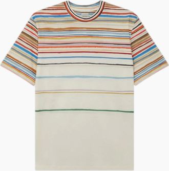 Paul Smith Mens Paul Smith Cairo Stripe T-Shirt 04 Ivory - Size: 40