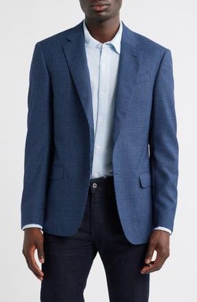 Emporio Armani Textured Microcheck Virgin Wool Blazer in Blue at Nordstrom Rack, Size 40 Us / 50 Eu Regular