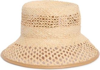 Vince Open Weave Raffia Bucket Hat in Natural at Nordstrom, Size Large