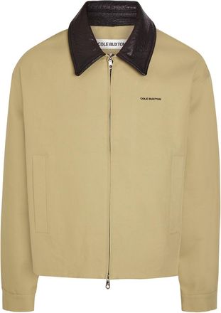 Cole Buxton Leather Collar Logo-embroidery Cotton Jacket - Sand - XL