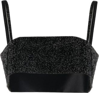 NUÉ Charlotte cropped vest - women - Silk/Rhinestone - M - Black