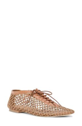 Staud Kit Lace-Up Flat in Tan at Nordstrom, Size 10.5Us
