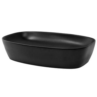 ECD Germany Lavabo negro de cer&aacute;mica moderno fregadero de sobremesa