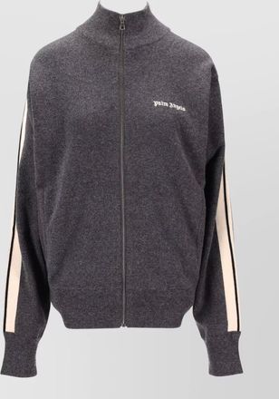Palm Angels logo knit track jacket high collar